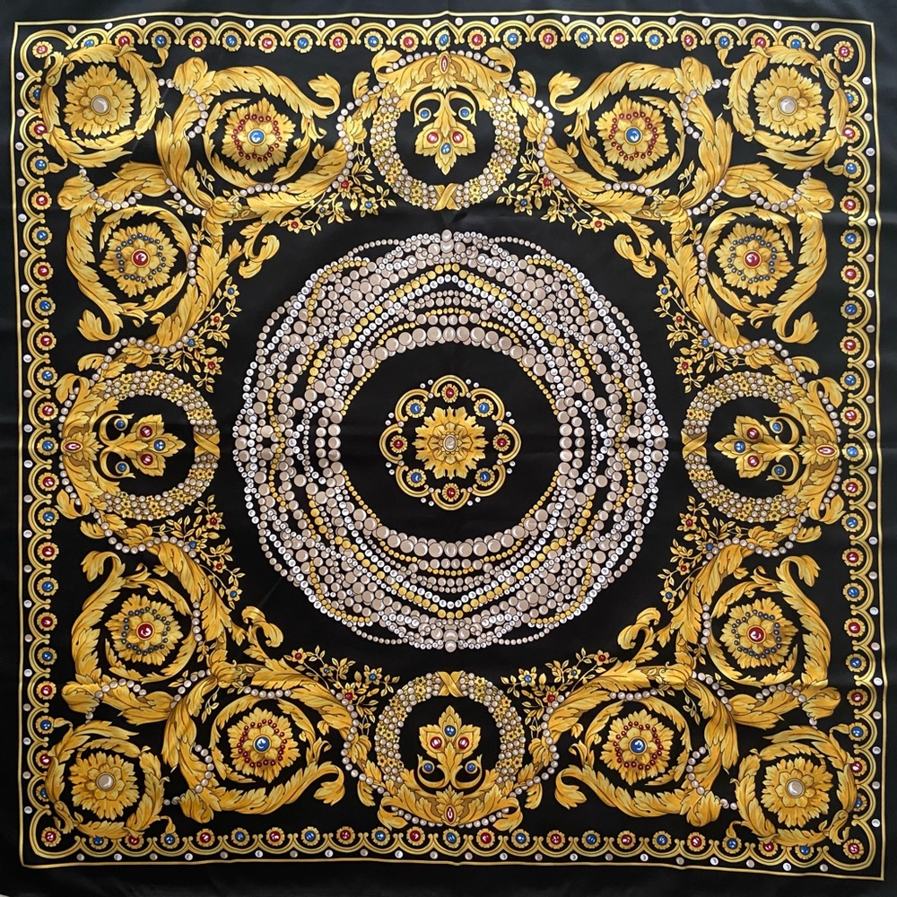 👑 Kathie Lee, Vintage Coronation Kaleidoscope Bejeweled Scarf